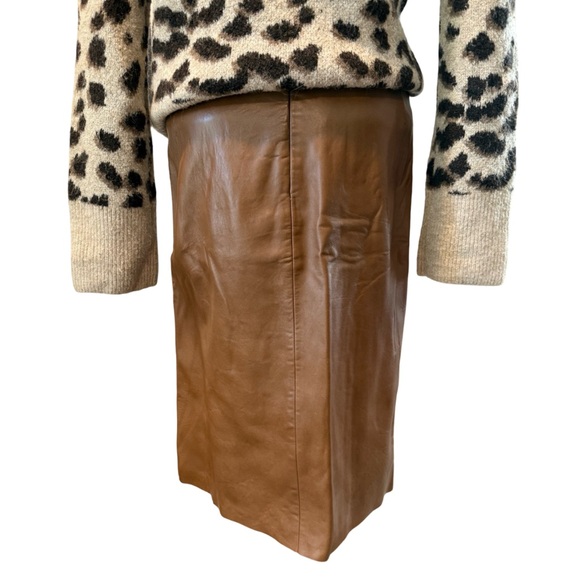 Jil Sander Brown Leather Pencil Skirt size 0 - Picture 2 of 3